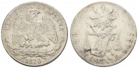 Mexiko
Republik 1 Peso 1870 Culiacan K.M. 408.1 27.11 g. seltener Jahrgang für diese Münzstätte ss-vz
