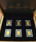 Salomonen
parlamentarische Monarchie 10 Dollars 2017 Tribute Edition - Giant Panda, 6 Gold-Miniatur-Münzbarren mit Panda Motiven, im Originaletui mit...