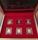 Salomonen
parlamentarische Monarchie 10 Dollars 2018 Tribute Edition - American Eagle, 6 Gold-Miniatur-Münzbarren mit Adler Motiven bekannter Amerika...