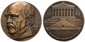 Spezialsammlung Goetz-Medaillen
 1908 Bronzegussmedaille auf den Einzug von Bismarcks Büste in die Walhalla, Av.: Kopf vor Wappen halblinks, Rv.: Wal...
