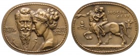 Spezialsammlung Goetz-Medaillen
 1912 querovale Bronzegussmedaille auf die Hochzeit von Karl Goetz mit Margarete Stangl am 27. April 1912, Av.: sein ...