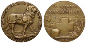Spezialsammlung Goetz-Medaillen
 1914 Bronzegussmedaille auf die erstmalige Verwendung von Sanitätshunden, Av.: Sanitätshund in voller Montur nach re...