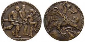 Spezialsammlung Goetz-Medaillen
 1915 Bronzegussmedaille auf Italiens Ausscheiden aus dem Dreibund, Av.: DREIBUNDSCHMAROTZER - TREVBUND - VER - ROTZE...