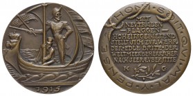 Spezialsammlung Goetz-Medaillen
 1915 Bronzegussmedaille auf den Missbrauch der neutralen Flaggen in der Seefahrt, Av.: Skelett steht in Admiralsunif...