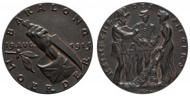 Spezialsammlung Goetz-Medaillen
 1915 Eisengussmedaille auf die Versenkung des U-27 am 19. August 1915, genannt der Baralong-Mord, Av.: Hand mit Unio...