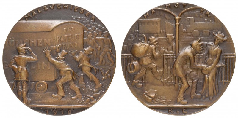 Spezialsammlung Goetz-Medaillen
 1916 Bronzegussmedaille auf die Hamsterei, Av....