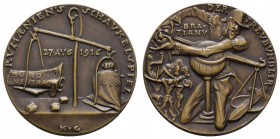 Spezialsammlung Goetz-Medaillen
 1916 Bronzegussmedaille auf den Kriegseintritt Rumäniens, Av.: Ministerpräsident Ion Ion Constantin Bratianu wägt Go...