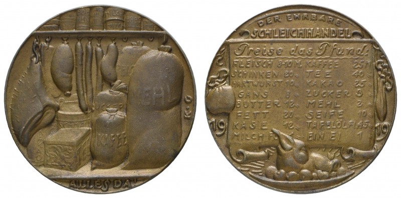 Spezialsammlung Goetz-Medaillen
 1919 Bronzegussmedaille auf den Schleichhandel...