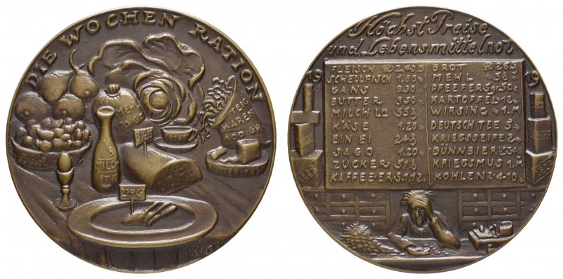 Spezialsammlung Goetz-Medaillen
 1919 Bronzegussmedaille auf die Lebensmittelve...