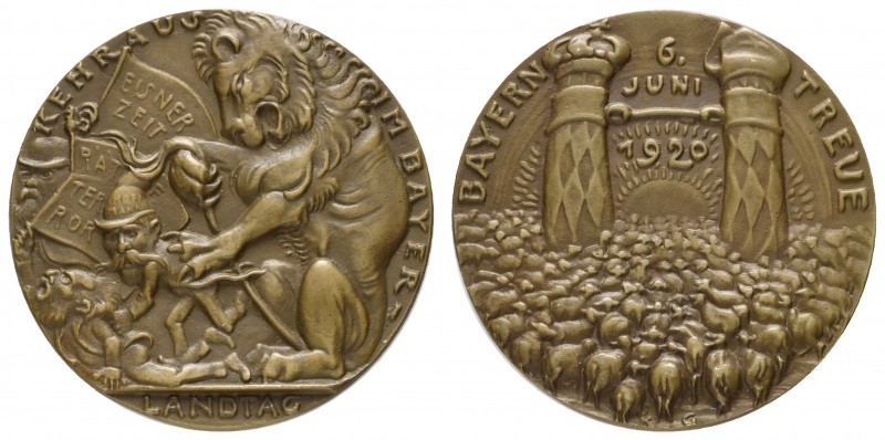 Spezialsammlung Goetz-Medaillen
 1920 Bronzegussmedaille auf die Bayerntreue, A...