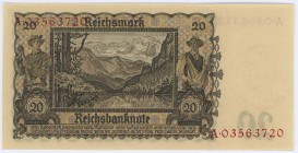 Deutschland Deutsches Reich
Deutsche Reichsbank 20 Reichsmark 16.6.1939 7 Stück nummernfolgend ROS 178 I