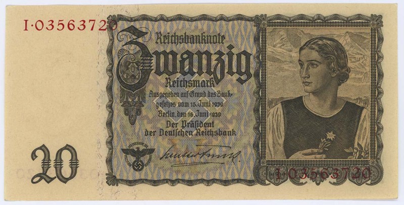 Deutschland Deutsches Reich
Deutsche Reichsbank 20 Reichsmark 16.6.1939 5 Stück...