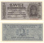 Deutschland Deutsches Reich
Besatzungsausgaben WK II - Ukraine 2 Karbowanez 1942 10.3.1942, 31·0322909, 117.5 x 54 mm, mit Wasserzeichen Zickzack-Kno...
