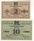 Deutschland Deutsches Reich
Theresienstadt 1917 K.u.K.-Kriegsgefangenenlager Theresienstadt, 1. April 1917, 2 Kronen und 10 Kronen, zwei nahezu kasse...
