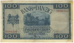 Deutschland Freie Stadt Danzig
Bank von Danzig 100 Gulden 1924 10. Februar 1924, D 289,534, Knicke, Verschmutzungen, EH III ROS 835 Pick 55 Grab. DAN...