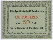 Deutschland Alliierte Besatzung
Notgeld o.D. (1945-1949) Calw, Alte Apotheke Fr. C. Reichmann, 50 Reichspfennig I