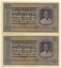 Deutschland Deutsche Besatzung im II. Weltkrieg
Ukraine 500 Karbowanez 10.3.1942 4 Stück nummernfolgend, I/I- ROS 599