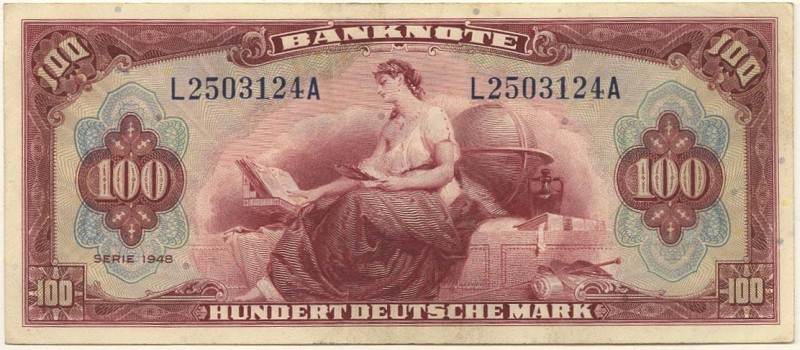 Deutschland Bundesrepublik
 100 Deutsche Mark 1948 II-III ROS 244