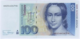 Deutschland Bundesrepublik
 100 Deutsche Mark 2.1.1989 dazu 3 x 10 DM 1.9.1999, Serien GS, GU, ZA ROS 294 a, 312 a, b I