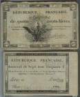 Ausland Frankreich
Republik 1795 Assignat über 750 Francs, 18. Nivose AN III (7.1.1795), Serie 61, Nr. 1270, dazu Assignat über 400 Livres 21.9.1792,...