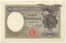 Ausland Italien
 25 Lire 20.8.1923 II-III Pick 24 a