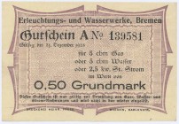 Deutschland
 gültig bis 31.12.1923 Bremen, Erleuchtungs - und Wasserwerke, 0,50 Grundmark I