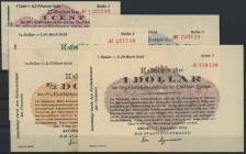 Deutschland
 7.11.1923 Bremen, Stadthauptkasse, 1 Cent, 1/10, 1/4, 1/2, 1 Dollar I