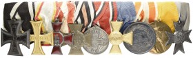Ordensspangen
 Deutsches Kaiserreich, breite Ordensspange mit 9 Ehrenzeichen in sauberer getragener Erhaltung, Rückseitenabbildung im Internet