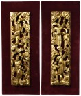 Ethnologika Asiatica
 aufwändige und vergoldete Holzschnitzerei mit figürlichen und floralen Elementen, je auf samtbezogener Holzunterlage montiert u...