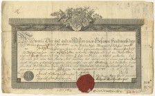 Sonstiges
 Baden, Urkunde eines Zimmermanns von 1780, Faltspuren, Wachssiegel gebrochen