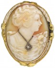 Sonstiges
 Muschelkamee, Brustbild einer jungen Dame, mit angelegter Halskette, in Fassung, ungepunzt, als Brosche tragbar 9.33 g.