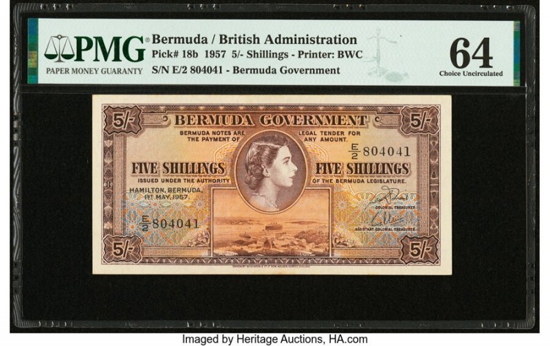 Bermuda Bermuda Government 5 Shillings 1.5.1957 Pick 18b PMG Choice Uncirculated...