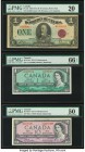 Canada Dominion of Canada $1 2.7.1923 Pick 33i DC-25i PMG Very Fine 20. Canada Bank of Canada $1; $10 1954 BC-37bA; BC-40bA Two Replacements PMG; Abou...
