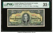 Canada Montreal, PQ- Banque Provinciale du Canada $5 1.9.1936 Pick S921a Ch.# 615-18-02 PMG Choice Very Fine 35 EPQ. 

HID09801242017

© 2020 Heritage...