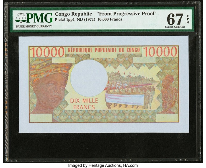 Congo Republic Banque Centrale 10,000 Francs ND (1971) Pick 1pp1 Front Progressi...