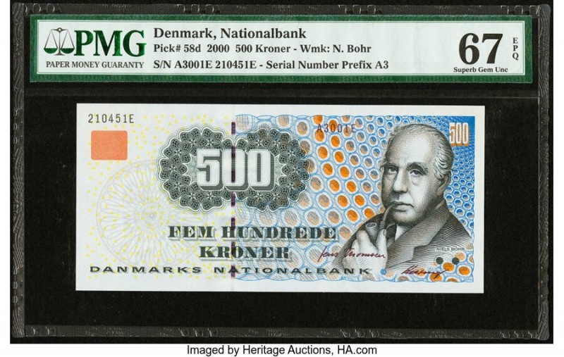 Denmark National Bank 500 Kroner 2000 Pick 58d PMG Superb Gem Unc 67 EPQ. 

HID0...