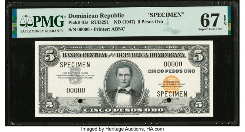 Dominican Republic Banco Central de la Republica Dominicana 5 Pesos Oro ND (1947...