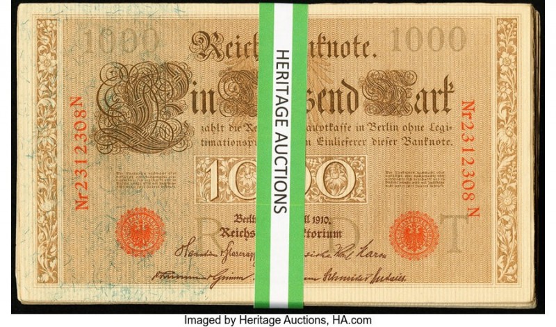 Germany Imperial Bank Notes 1000 Group of 168 Examples Very Fine-Uncirculated. 
...