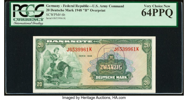 Germany Federal Republic U.S. Army Command 20 Deutsche Mark 1948 Pick 6b PCGS Ve...