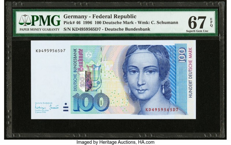 Germany Federal Republic Deutsche Bundesbank 100 Deutsche Mark 2.1.1996 Pick 46 ...