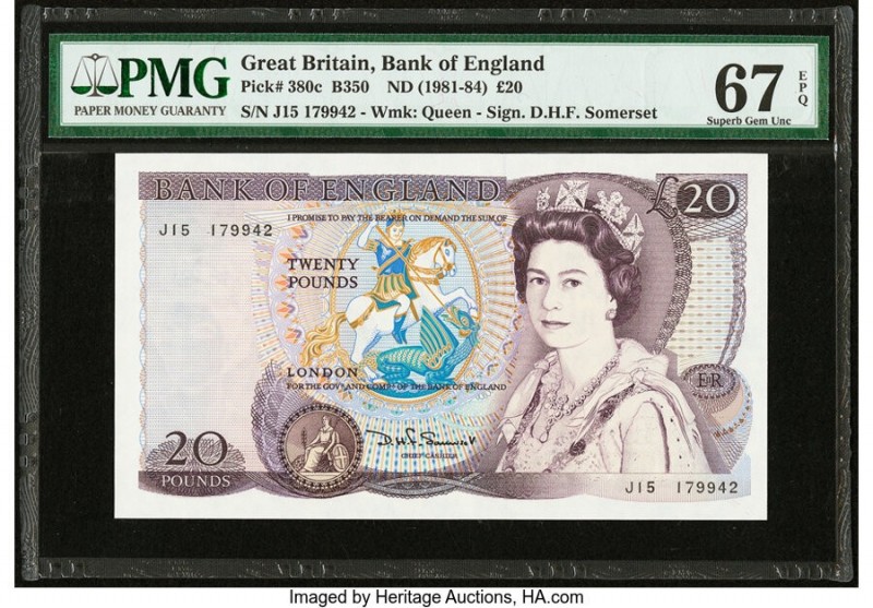 Great Britain Bank of England 20 Pounds ND (1981-84) Pick 380c PMG Superb Gem Un...