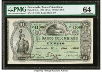 Guatemala Banco Colombiano 1 Peso 1900 Pick S121b PMG Choice Uncirculated 64. Minor rust. 

HID09801242017

© 2020 Heritage Auctions | All Rights Rese...