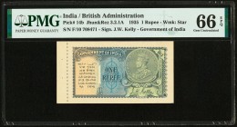 India Government of India 1 Rupee 1935 Pick 14b Jhun3.2.1A PMG Gem Uncirculated 66 EPQ. Includes book salvage. 

HID09801242017

© 2020 Heritage Aucti...