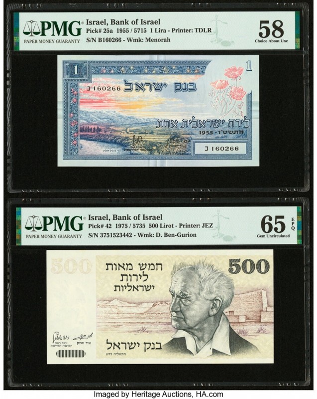 Israel Bank of Israel 1 Lira 1955 / 5715 Pick 25a PMG Choice About Unc 58. Israe...