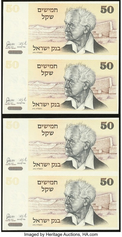 Israel Bank of Israel 50 Sheqalim 1978-84 / 5738-44 Pick 46e Nine Partially Uncu...