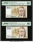 Israel Bank of Israel 100 New Sheqalim 1986 / 5746; 1989/5749 Pick 56a; 56b Two Examples PMG Gem Uncirculated 66 EPQ (2). 

HID09801242017

© 2020 Her...