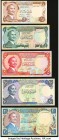 Jordan Central Bank of Jordan 1/2; 1; 5; 10; 20 Dinar ND (1975-92) Pick 17d; 18f; 19a; 20c; 21c Choice Uncirculated- Crisp Uncirculated. Mostly Uncirc...