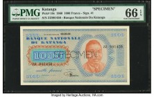 Katanga Banque Nationale du Katanga 1000 Francs ND (1960) Pick 10s Specimen PMG Gem Uncirculated 66 EPQ. Roulette cancelled. 

HID09801242017

© 2020 ...