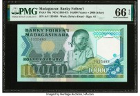 Madagascar Banky Foiben'I Madagasikara 10,000 Francs = 2000 Ariary ND (1983-87) Pick 70a PMG Gem Uncirculated 66 EPQ. 

HID09801242017

© 2020 Heritag...