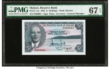Malawi Reserve Bank of Malawi 5 Shillings 1964 Pick 1Aa PMG Superb Gem Unc 67 EPQ. 

HID09801242017

© 2020 Heritage Auctions | All Rights Reserved
